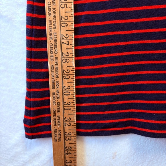 J. Crew Knit Dress Red Navy Blue Striped Cotton Blend 3/4 Sleeve Casual - Picture 4 of 9